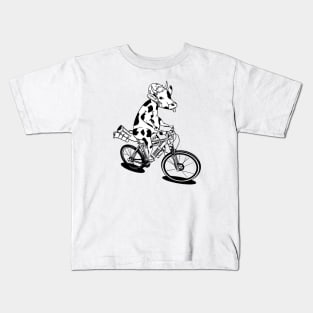 Cow riding a bicycle Kids T-Shirt